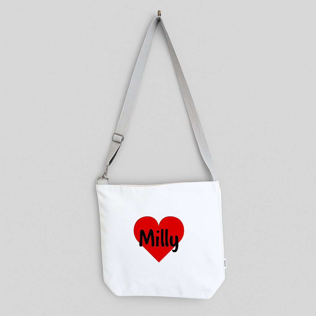 White personalised tote bag with heart