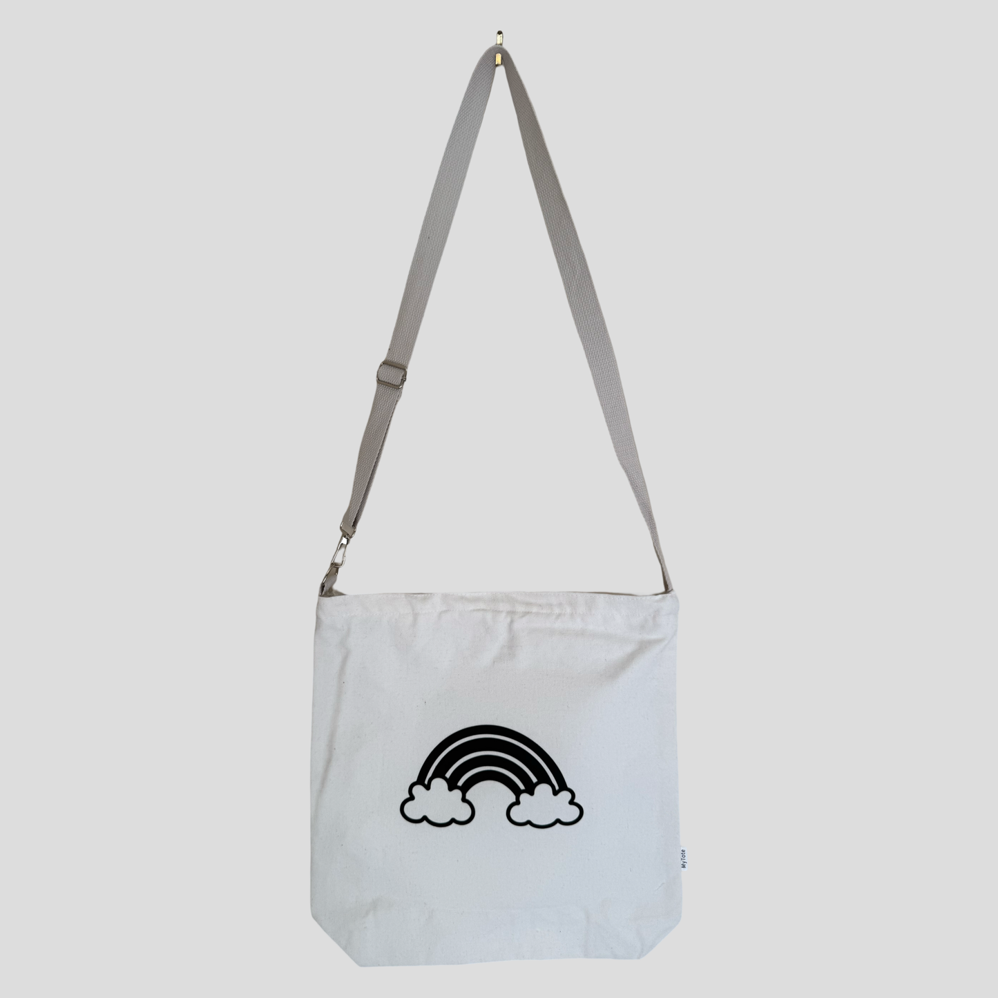 White tote rainbow print
