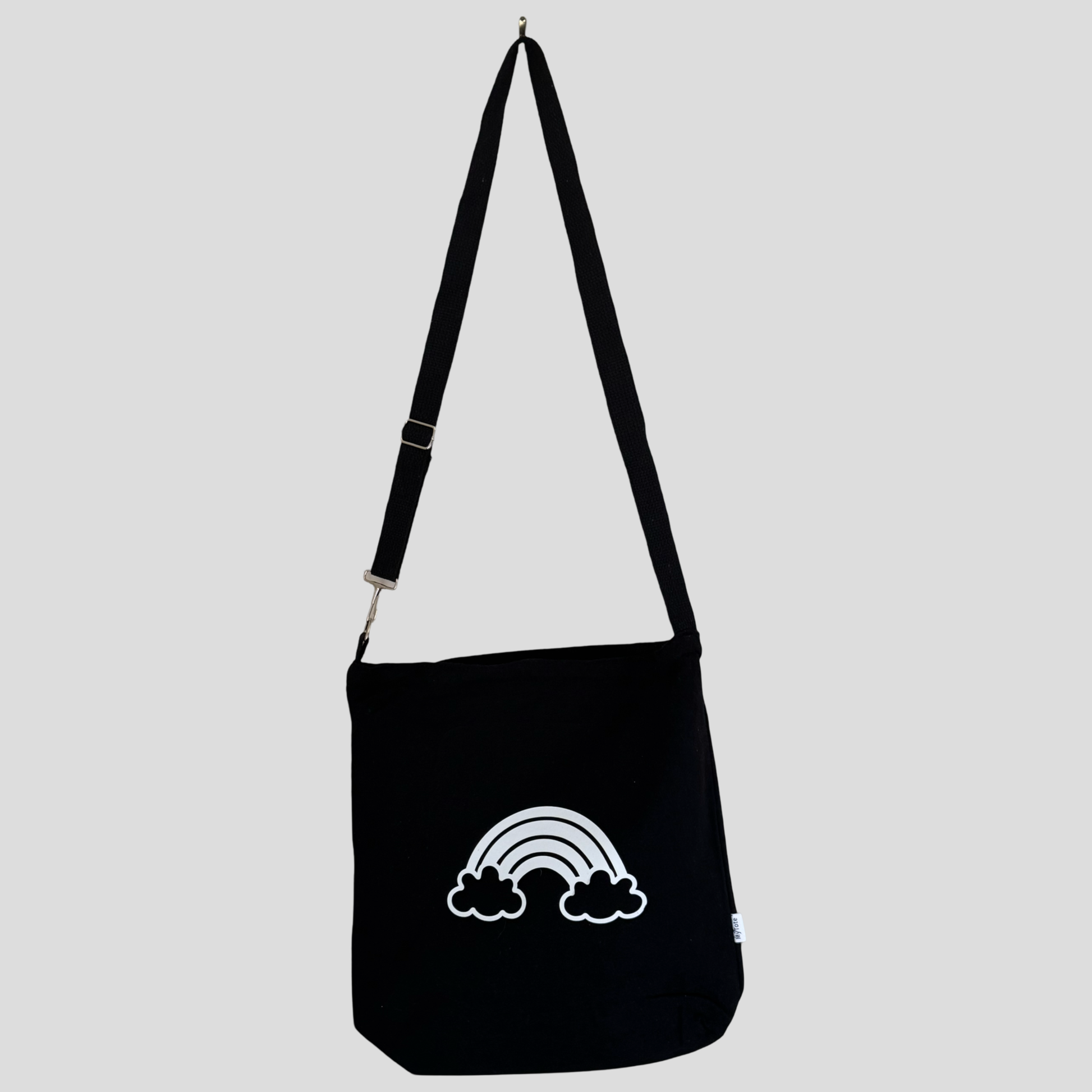 Black tote with rainbow 