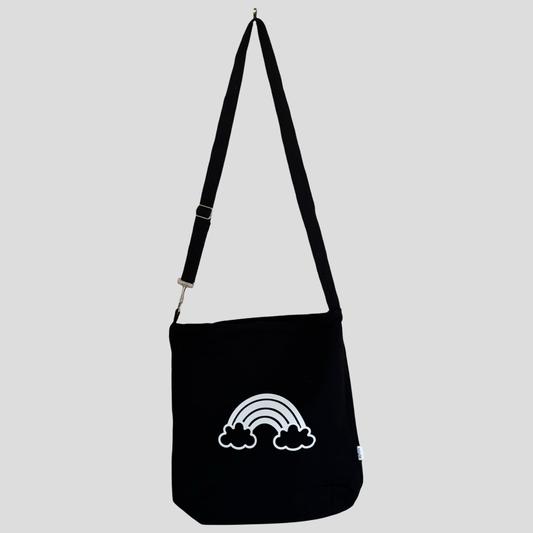 Black tote with rainbow 