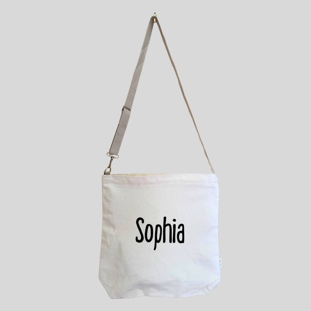 Personalised white zip tote bag 